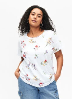 Zizzi Organic Cotton T-shirt With Floral Print