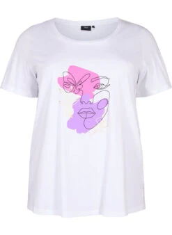 Zizzi Cotton T-shirt With A Motif -Chic Soldes V50253D 9991 Front