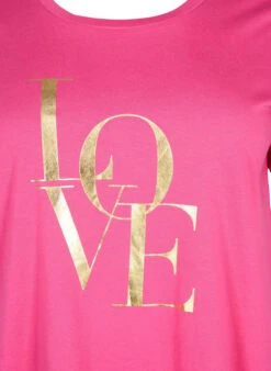 Zizzi Cotton T-shirt With Gold-colored Text -Chic Soldes V50253I 8009 Details1