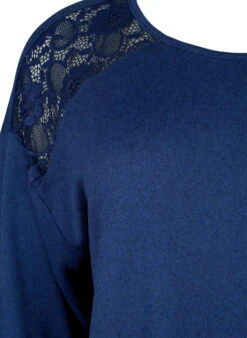 Zizzi Blouse With 3/4 Sleeves And Lace Detail -Chic Soldes V50600B 1490 Details1