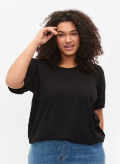 Zizzi Cotton T-shirt With 2/4 Sleeves