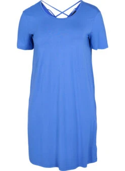 Zizzi Short-sleeved Viscose Dress With Back Detail -Chic Soldes V59054C 2157 Front
