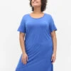 Zizzi Short-sleeved Viscose Dress With Back Detail -Chic Soldes V59054C 2157 ModelFront