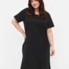 Zizzi Cotton Dress With Short Sleeves -Chic Soldes V59150A 0199 ModelFront