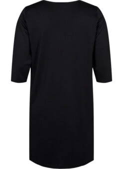 Zizzi Plain Dress With V Neck And 3/4 Sleeves -Chic Soldes V59310B 0199 Back