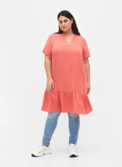 Zizzi Short-sleeved Viscose Dress With V-neckline -Chic Soldes V90000V 1265 ModelFullBody