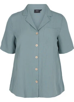 Zizzi Viscose Shirt With Short Sleeves -Chic Soldes V90000Z 0728 Front