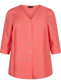 Zizzi Viscose Blouse With Buttons And V-neck -Chic Soldes V90001F 1265 Front