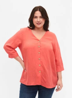 Zizzi Viscose Blouse With Buttons And V-neck
