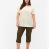 Zizzi Close Fitting Cotton Blend Capris 2 Zizzi Close Fitting Cotton Blend Capris -Chic Soldes V90111A 1580 ModelFront