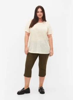 Zizzi Close Fitting Cotton Blend Capris