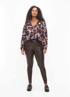 Zizzi Coated Leggings With A Brushed Inside