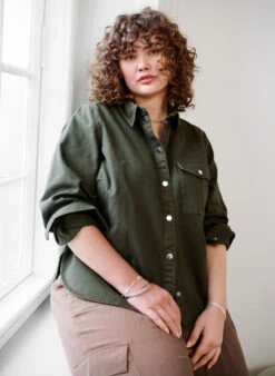 Zizzi Canvas Jacket With Buttons