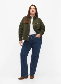 Zizzi Canvas Jacket With Buttons -Chic Soldes V90148A 0787 ModelFullBody