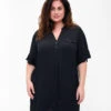 Zizzi Viscose Tunic With Short Sleeves -Chic Soldes X95813A 0199 ModelFront