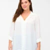 Zizzi Viscose Shirt With V-neck -Chic Soldes X95821B 1103 ModelFront