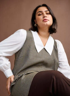 Zizzi Long-sleeved Printed Shirt Tunic With Large Collar