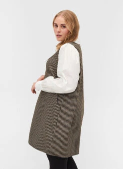 Zizzi Long-sleeved Printed Shirt Tunic With Large Collar -Chic Soldes X95913B 9990 ModelBack