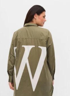 Zizzi Long Cotton Shirt With Back Print