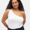 Zizzi One-shoulder Top In Cotton -Chic Soldes X96005A 1101 ModelFront