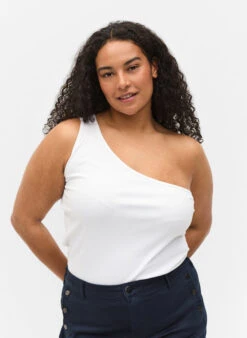 Zizzi One-shoulder Top In Cotton