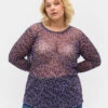 Zizzi Tight Fit Mesh Blouse With Floral Print