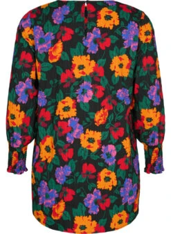 Zizzi Floral Tunic With Smock -Chic Soldes X96085B 9990 Back