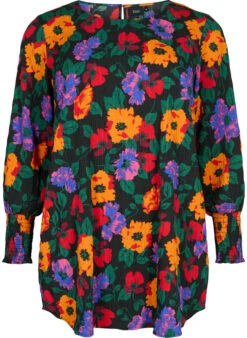 Zizzi Floral Tunic With Smock -Chic Soldes X96085B 9990 Front
