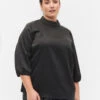 Zizzi Top With 3/4 Sleeves And Mandarin Collar -Chic Soldes X96089B 0199 ModelFront