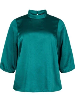 Zizzi Blouse With 3/4 Sleeves And Chin Collar -Chic Soldes X96089B 2279 Front
