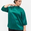 Zizzi Blouse With 3/4 Sleeves And Chin Collar -Chic Soldes X96089B 2279 ModelFront