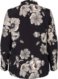 Zizzi Floral Viscose Shirt With Ruffles -Chic Soldes X96093B 0199 Back