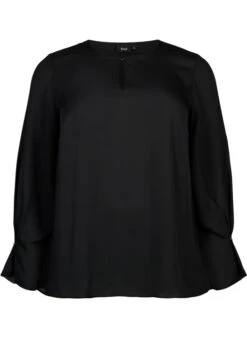 Zizzi Monochrome Top With Long Sleeves -Chic Soldes X96097A 0199 Front