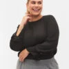 Zizzi Monochrome Top With Long Sleeves -Chic Soldes X96097A 0199 ModelFront