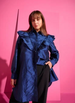 Zizzi Solid Colored Shirt With Ruffle Detail