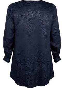 Zizzi Tunic With Tone-on-tone Pattern And V-neckline -Chic Soldes X96108A 1496 Back