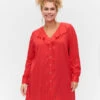 Zizzi Viscose Tunic With Ruffle Collar -Chic Soldes X96109A 0957 ModelFront