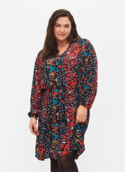 Zizzi Floral Dress In Viscose Material