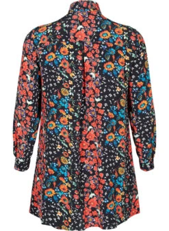 Zizzi Long Viscose Shirt In Floral Print -Chic Soldes X96111B 0199 Back