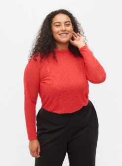 Zizzi Close-fitting Lace Blouse With Long Sleeves