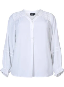 Zizzi Top With Long Sleeves And Button Closure -Chic Soldes X96114A 1101 Front