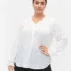 Zizzi Top With Long Sleeves And Button Closure -Chic Soldes X96114A 1101 ModelFront