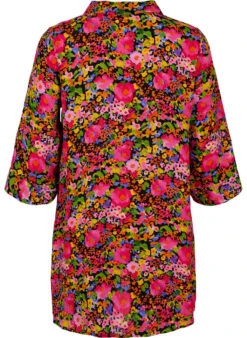 Zizzi Floral Viscose Tunic With 3/4 Sleeves -Chic Soldes X96125A 9990 Back