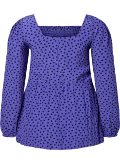 Zizzi Dotted Viscose Blouse With Smock -Chic Soldes X96126C 1403 Back