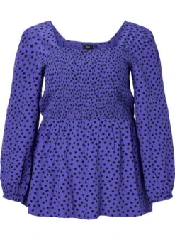 Zizzi Dotted Viscose Blouse With Smock -Chic Soldes X96126C 1403 Front