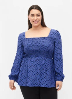 Zizzi Dotted Viscose Blouse With Smock