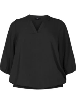 Zizzi Blouse With Smock And 3/4 Sleeves -Chic Soldes X96127A 0199 Front