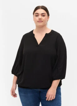 Zizzi Blouse With Smock And 3/4 Sleeves
