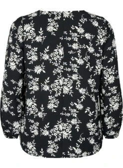 Zizzi Blouse With Puff Sleeves -Chic Soldes X96127B 9999 Back