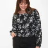 Zizzi Blouse With Puff Sleeves -Chic Soldes X96127B 9999 ModelFront